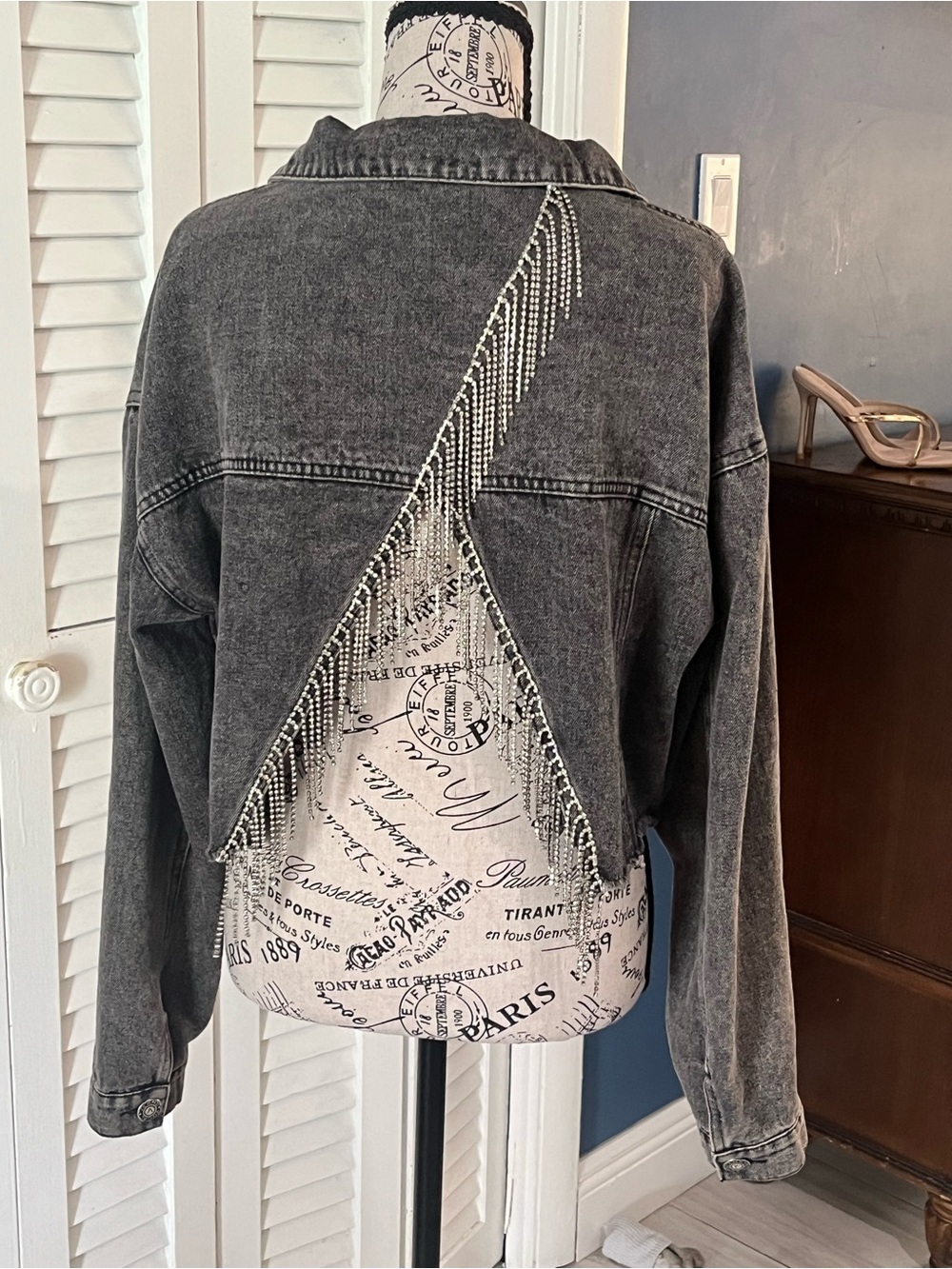 Vocal Washed Black Cropped Denim Jacket